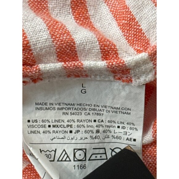 Old Navy Linen Blend Tank Dress Womens Large Pink White Striped Coastal Beach - Picture 7 of 9